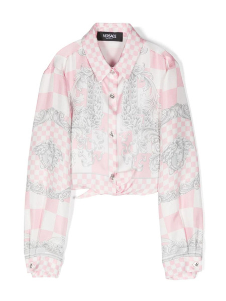  Versace Kids Medusa Contrasto Silk Shirt - Pink 