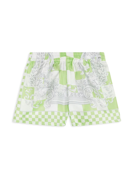  Versace Kids Medusa Contrasto Silk Shorts - Green 