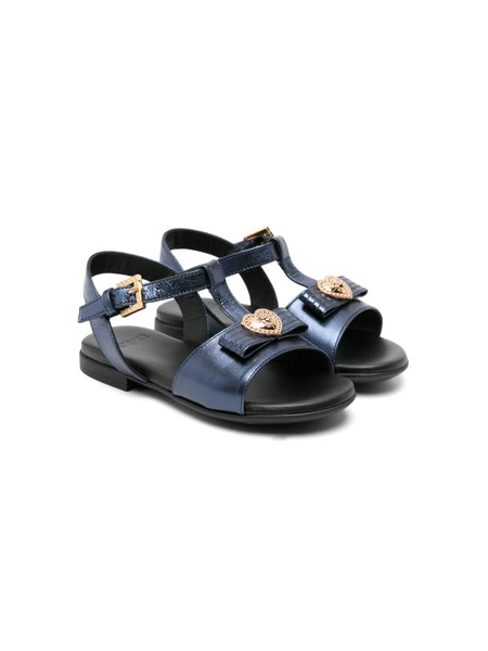  Versace Kids Medusa-plaque Laminated Sandals - Blue 