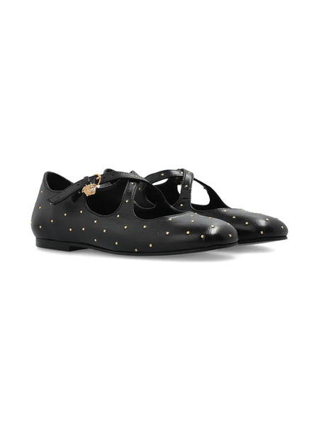  Versace Kids Medusa Studded Ballerinas - Black 