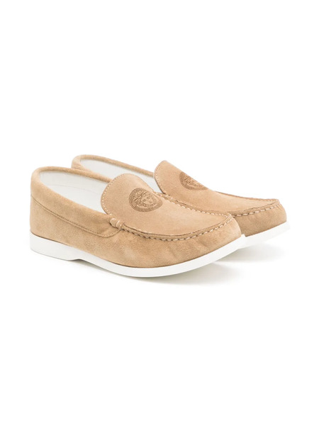  Versace Kids Medusa Suede Loafers - Brown 