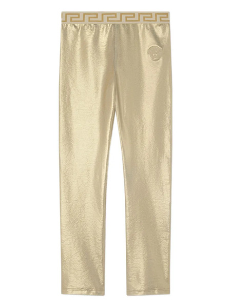  Versace Kids Metallic High-waisted Leggings - Gold 