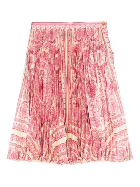  Versace Kids Pleated Floral-print Skirt - Pink 