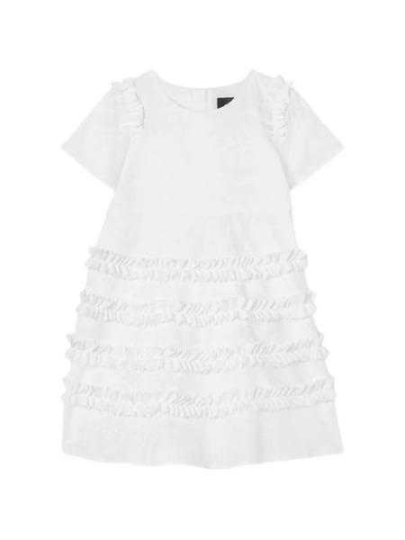  Versace Kids Ruffled Jacquard Dress - White 
