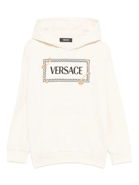  Versace Kids Safety-pin Logo Hoodie - Neutrals 