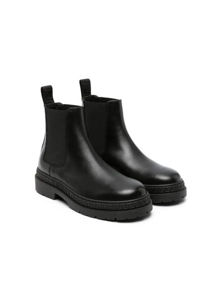  Versace Kids Slip-on Leather Ankle Boots - Black 