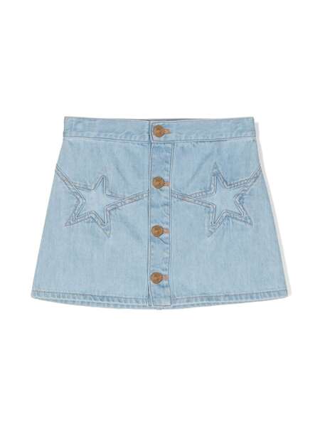  Versace Kids Star-embroidery Cotton Mini Skirt - Blue 