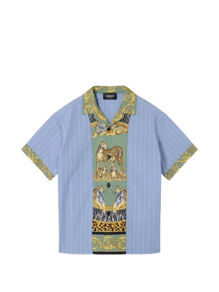  Versace Kids Stripe Animal-print Shirt - Blue 