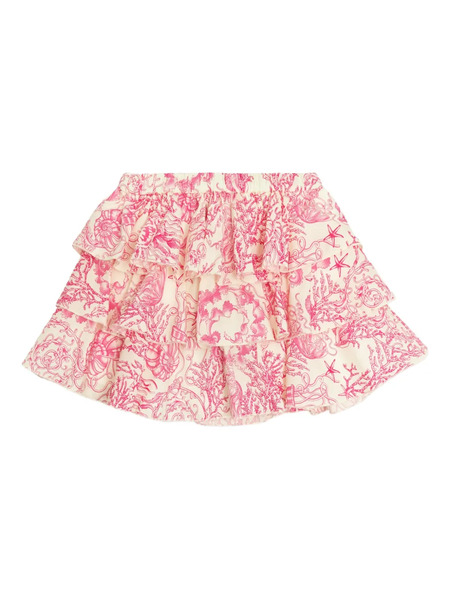  Versace Kids Underwater Barocco Ruffled Skirt - Pink 