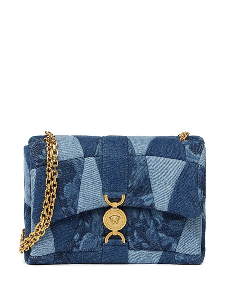  Versace Kleio Denim Quilted Shoulder Bag - Blue 
