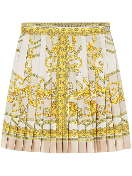  Versace La Coupe Des Dieux Pleated Silk Skirt - Neutrals 