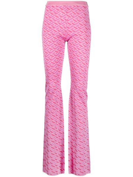  Versace La Greca Jacquard Flared Trousers - Pink 