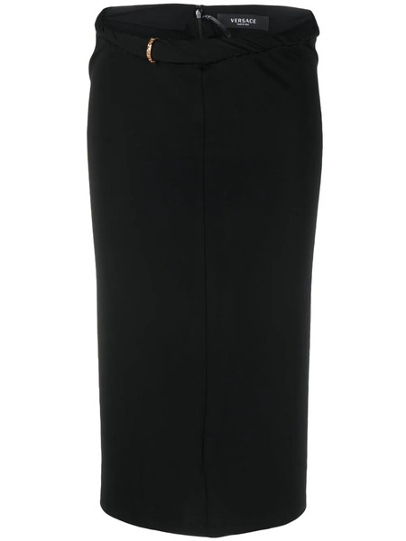  Versace La Greca Midi Skirt - Black 