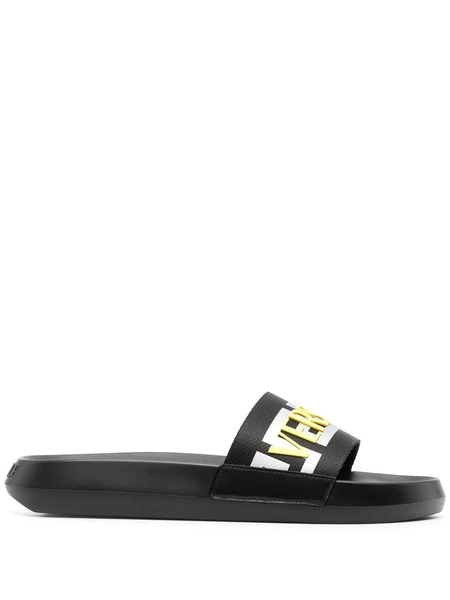  Versace La Greca Raised-logo Slides - Black 