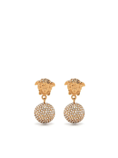  Versace La Medusa Crystal-embellishment Drop Earrings - Gold 