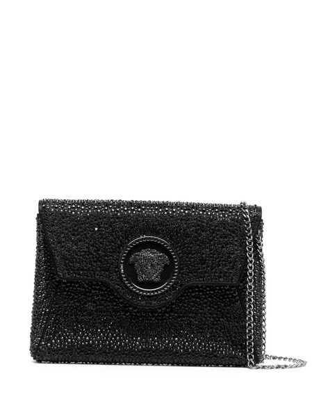  Versace La Medusa Crystal Envelope Clutch - Black 