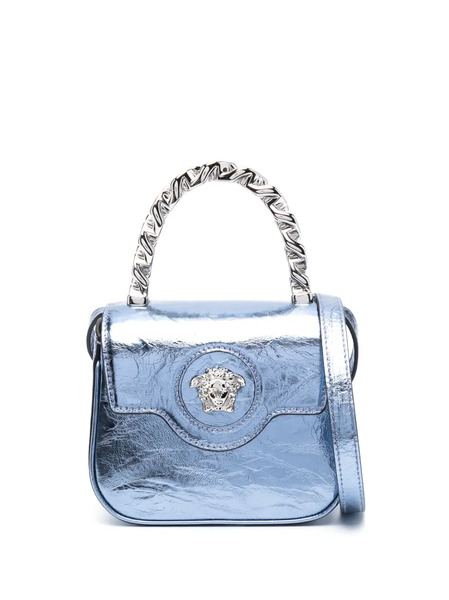  Versace La Medusa Metallic Leather Mini Bag - Blue 