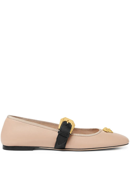  Versace La Medusa Nappa Ballet Flats - Neutrals 