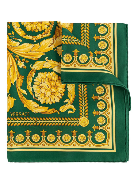  Versace Large Barocco Print Silk Scarf - Green 