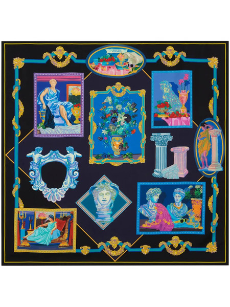  Versace Large Gallery Silk Foulard - Blue 