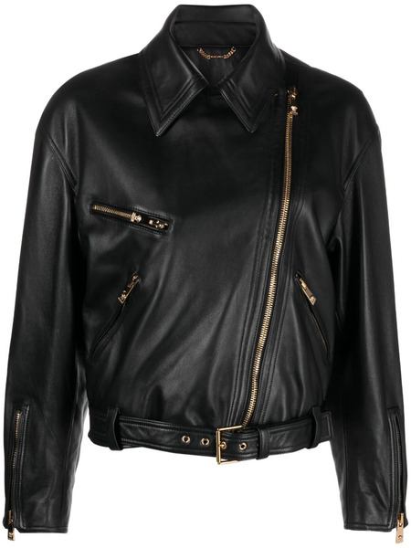  Versace Leather Biker Jacket - Black 