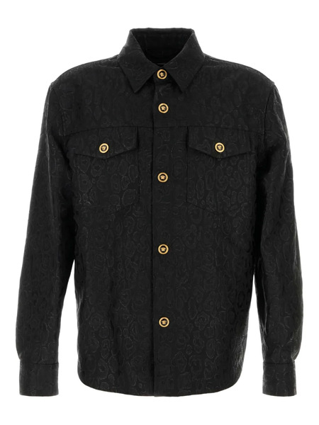  Versace Leopard-print Long-sleeve Shirt - Black 