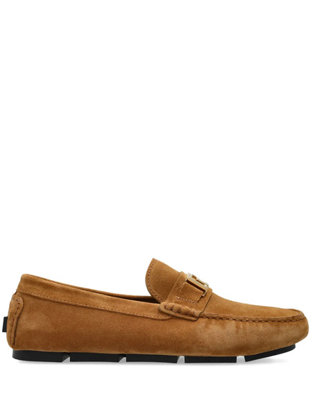  Versace Logo-buckle Loafers - Neutrals 