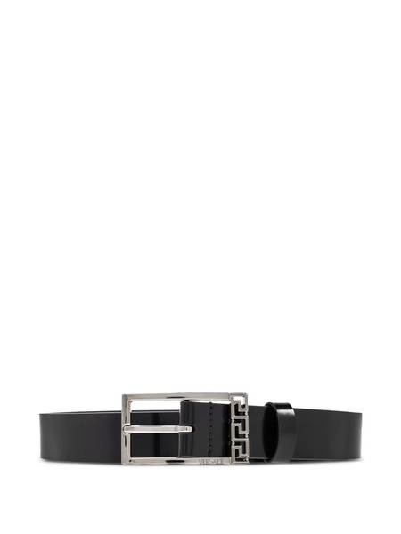  Versace Logo-detail Leather Belt - Black 