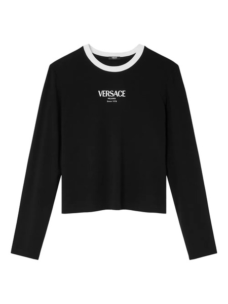  Versace Logo-detail Long-sleeve Top - Black 