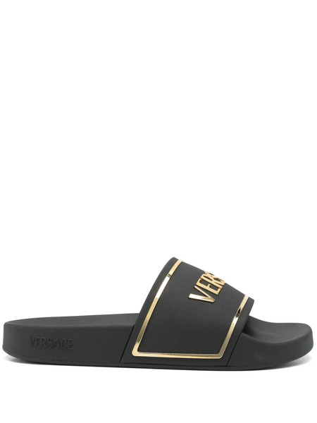  Versace Logo-embossed Slides - Black 