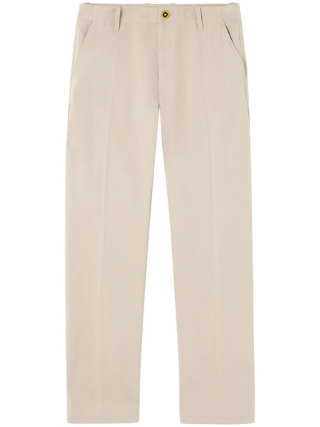  Versace Logo-embroidered Straight-leg Trousers - Neutrals 