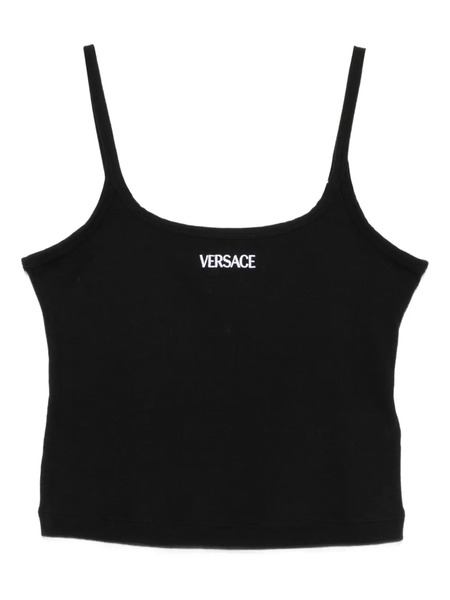  Versace Logo-embroidered Top - Black 