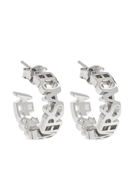  Versace Logo-lettering Hoop Earrings - Silver 