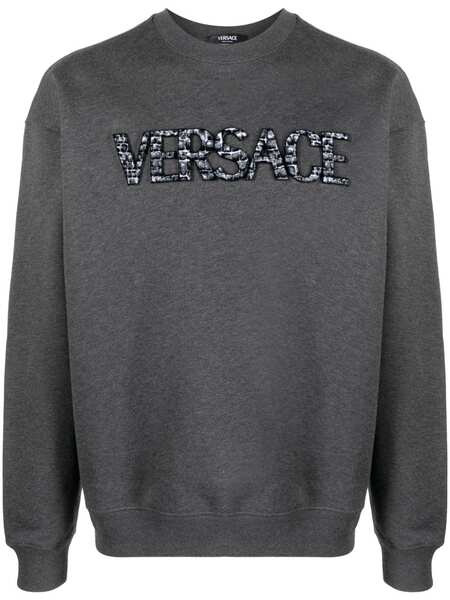  Versace Logo-patch Cotton Sweatshirt - Grey 