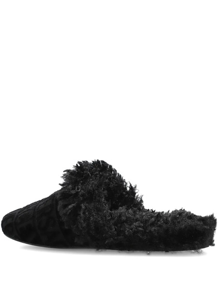  Versace Logo Trimmed Slippers - Black 