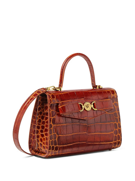  Versace Medusa 95 Croc-effect Top-handle Tote Bag - Brown 
