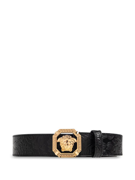  Versace Medusa Embossed Leather Belt - Black 