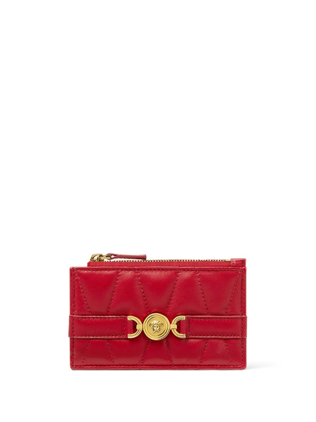 Versace Medusa '95 Quilted Zip-up Card Holder - Red 