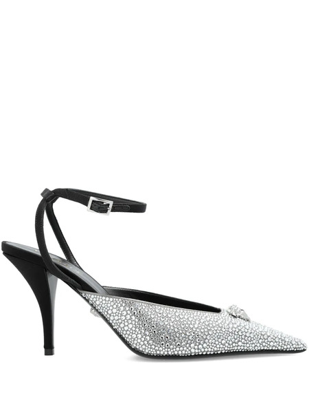  Versace 85mm Crystal La Medusa Slingback Pumps - Silver 