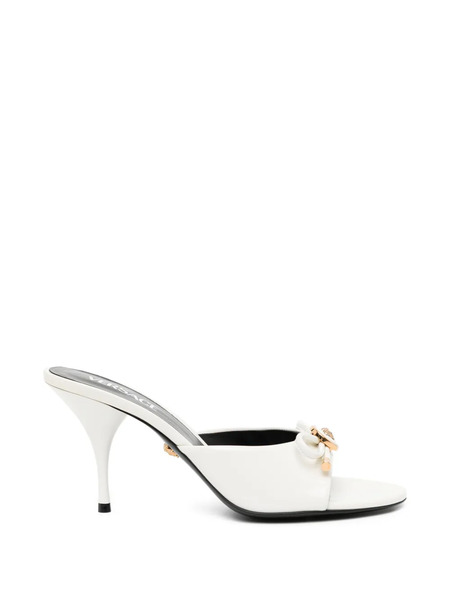  Versace 85mm Flower Detail Sandals - White 