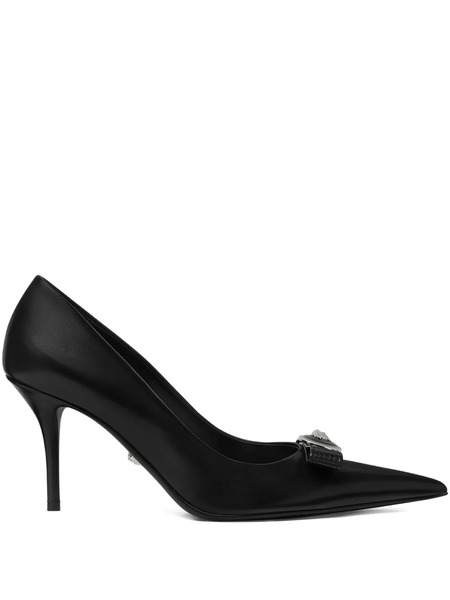 Versace 85mm Gianni Ribbon Leather Pumps - Black 