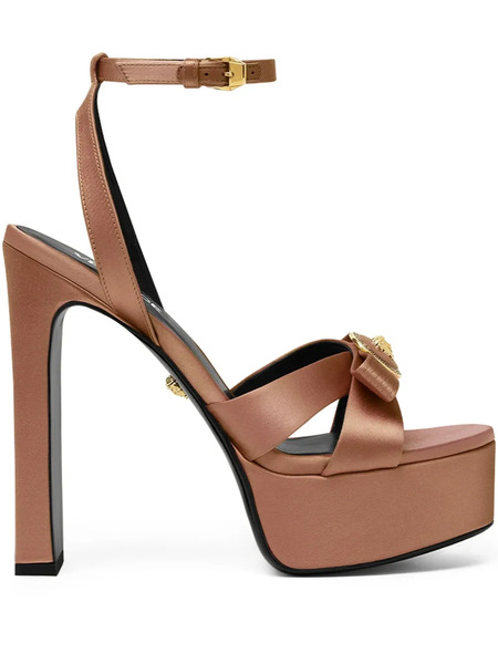  Versace 140mm Gianni Ribbon Sandals - Brown 