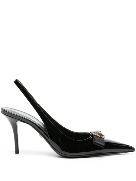  Versace 85mm Gianni Ribbon Slingback Pumps - Black 