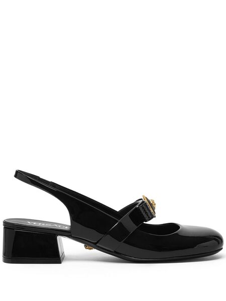  Versace 35mm Gianni Ribbon Slingback Pumps - Black 