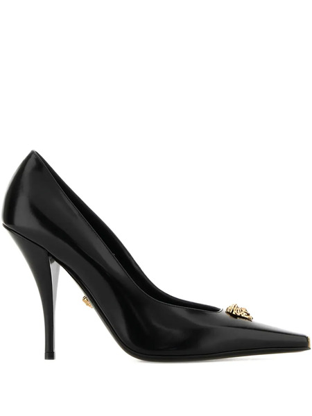  Versace 110mm La Medusa Leather Heeled Pumps - Black 