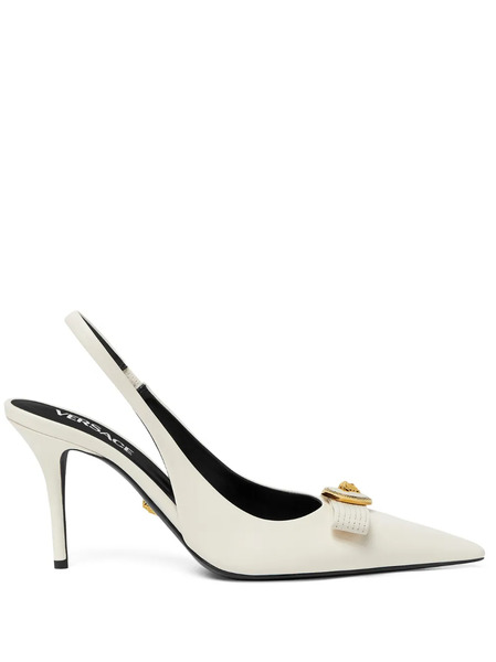  Versace 85mm Leather Pumps - White 