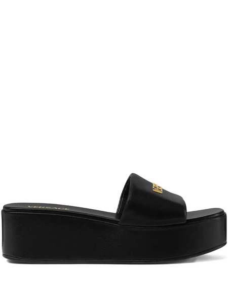 Versace 55 Mm Logo Platform Mules - Black 
