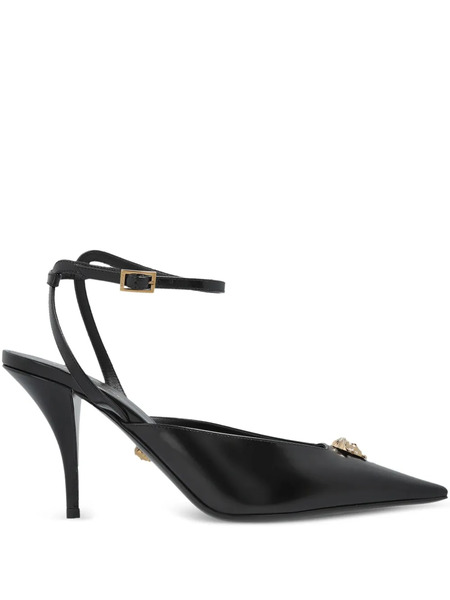  Versace 85mm Medusa-embellished Pointed-toe Pumps - Black 