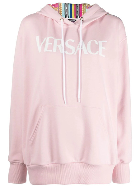  Versace Panelled Print Hooded Sweatshirt - Pink 