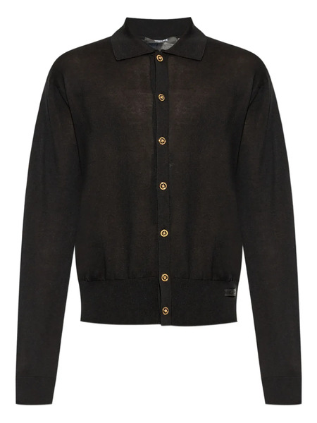  Versace Polo-collar Button-up Cardigan - Black 